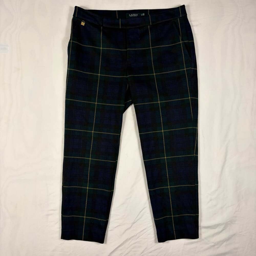 Lauren Ralph Lauren Plaid Pants Size 6P Green Blue Check
